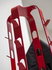 Design kapstok Dodici rood, staand model voor kantoor of werkplek, moderne uitstraling