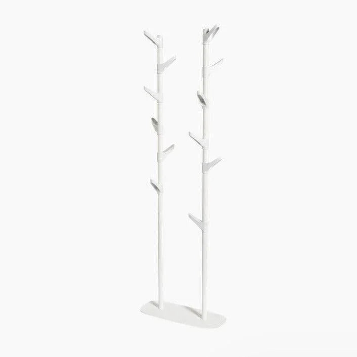 Witte staande kapstok met modern design, ideaal voor kantoor of thuiswerkplek.