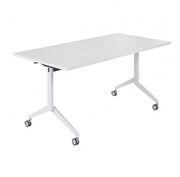 Witte klaptafel HYPER met wielen, verrijdbaar design kantoormeubilair
