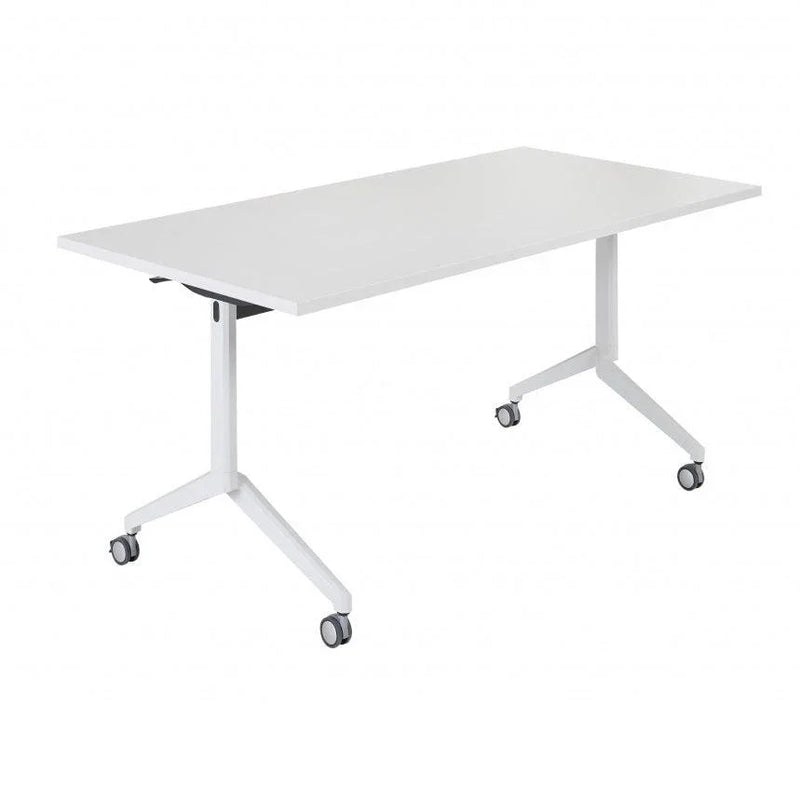 Witte klaptafel HYPER met wielen, verrijdbaar design kantoormeubilair