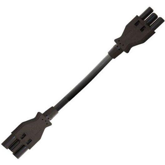 Zwarte koppelkabel met 3-polige platte stekker, 15 mm, voor kantoormeubels