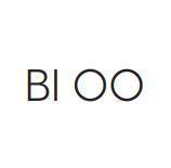 BI OO tekstlogo in zwarte letters op witte achtergrond, minimalistisch ontwerp