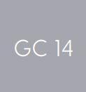 Grijs kleurstaal met opdruk 'GC 14', geschikt voor kantoormeubels design.