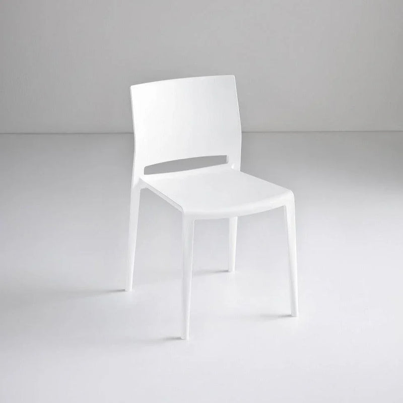 Witte kunststof design stoel zonder armleuningen, moderne kantoormeubels.online