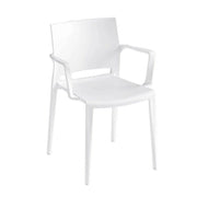 Witte kunststof kantoorstoel met armleggers, modern design, kantoormeubilair online