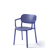 Blauwe kunststof stoel met armleuningen, design kantoormeubilair, Gaber Hailey model.