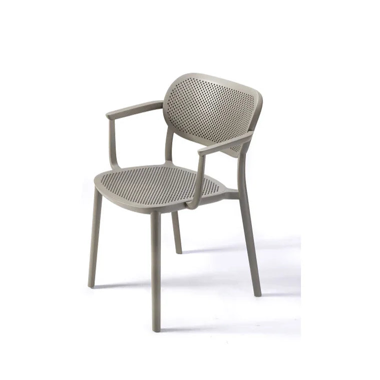 Kunststof kantoorstoel Gaber Hailey met armleuningen, modern design, lichtgrijs, op witte achtergrond