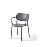 Zwarte kunststof design stoel met armleuningen, modern kantoormeubilair, Hailey Gaber model.