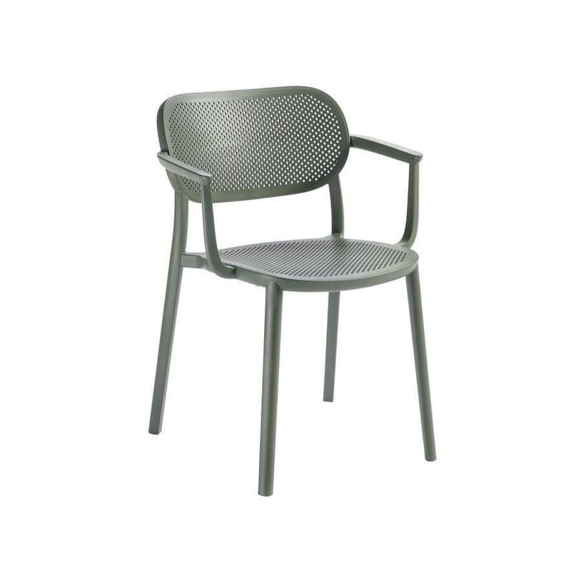Groene kunststof design stoel met armleuning, geschikt voor kantoor of vergaderruimte