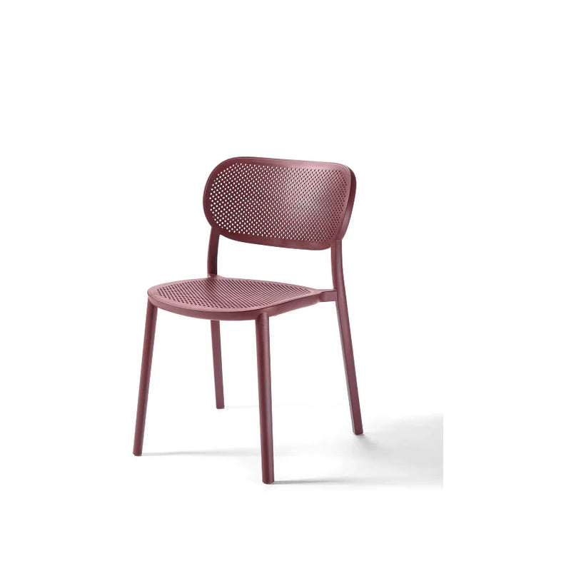 Design kunststof stoel zonder armleuningen, bordeauxrood, modern kantoormeubilair