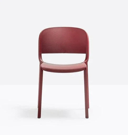 Bordeauxrode kunststof stoel Pedrali Dome 260, modern design kantoormeubilair