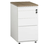 Wit ladeblok design met houten bovenblad, pennenlade en afsluitbare hangmappenlade