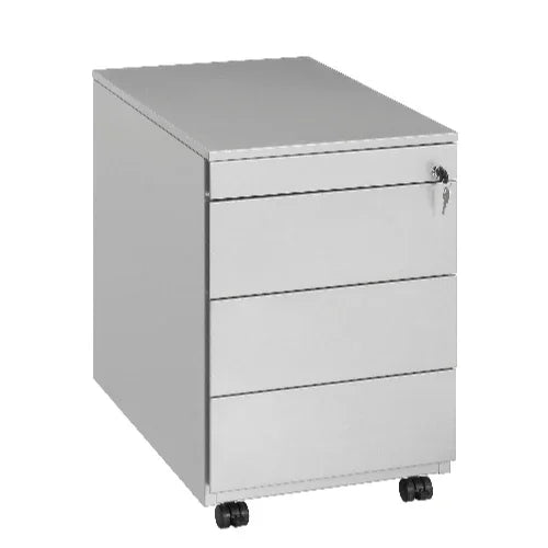 Wit verrijdbaar ladeblok met 3 lades en pennenlade, modern design, kantoormeubilair