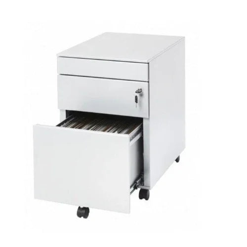 Wit ladeblok design, verrijdbaar met hangmappenlade en pennenlade, kantooropslag