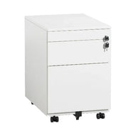 Wit verrijdbaar ladeblok met hangmappenlade en pennenlade, modern kantoormeubilair