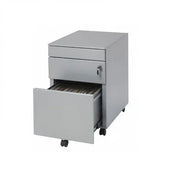 Verrijdbaar ladeblok design met hangmappenlade en pennenlade, grijs, kantoormeubels.online