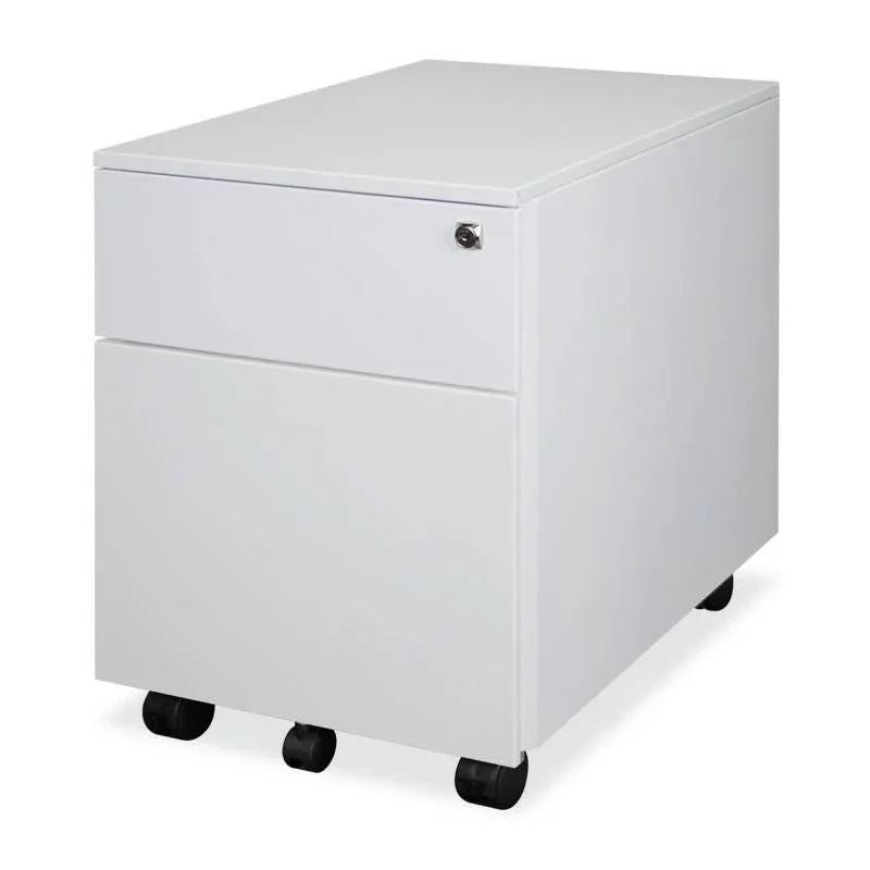Wit verrijdbaar ladeblok met 2 lades en wieltjes, kantooropbergmeubel Kantoormeubels.online