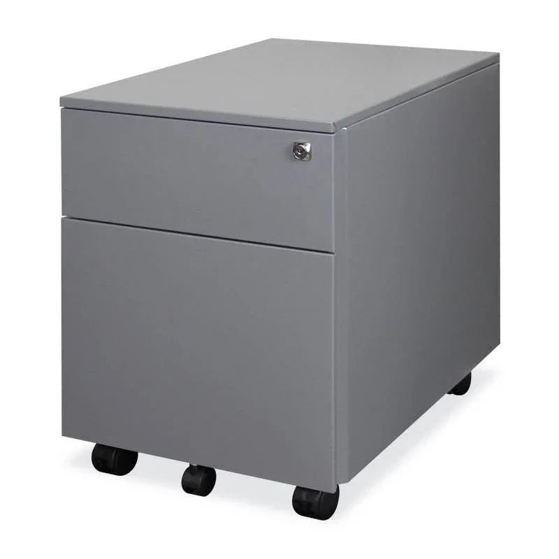 Grijs verrijdbaar ladeblok met twee laden, kantoormeubilair van KANTOORMEUBELS.ONLINE