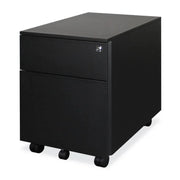 Zwart verrijdbaar ladeblok met 2 lades voor kantoor, modern kantoormeubilair