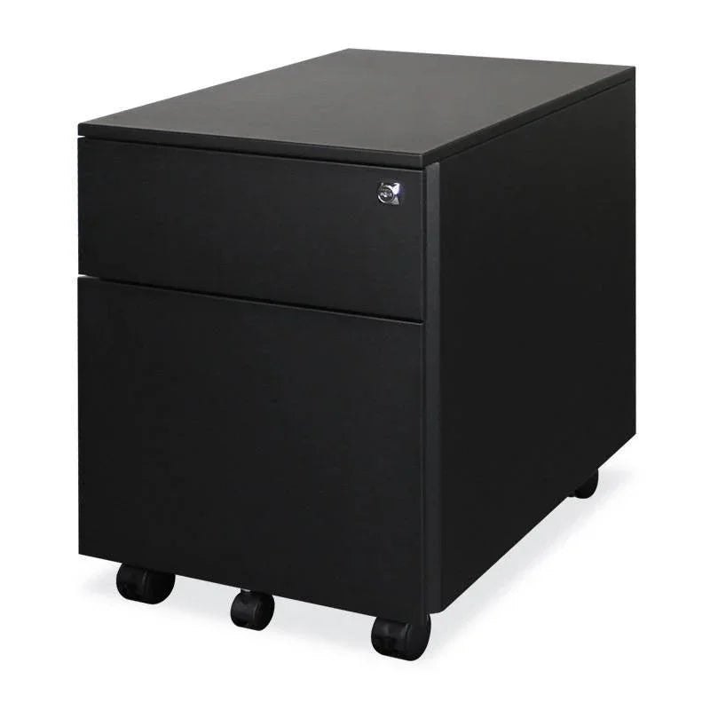 Zwart verrijdbaar ladeblok met 2 lades voor kantoor, modern kantoormeubilair
