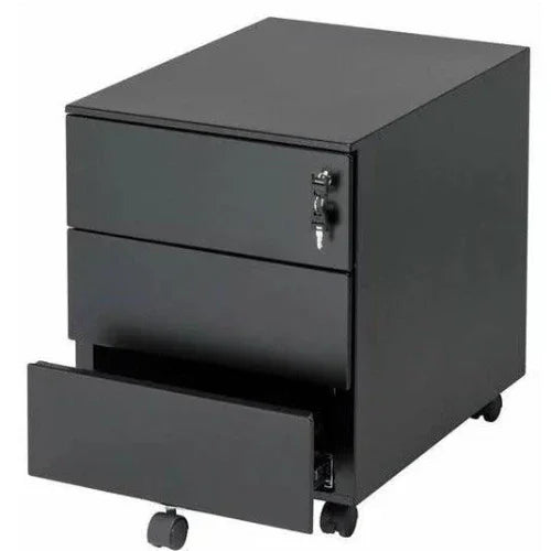Zwart verrijdbaar ladeblok met 3 lades voor kantoor, design kantoormeubilair