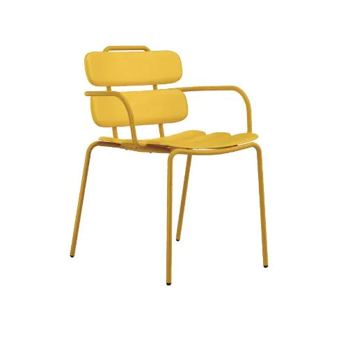 Gele Limona Arms stapelbare terrasstoel met armleuningen, modern design kantoormeubilair