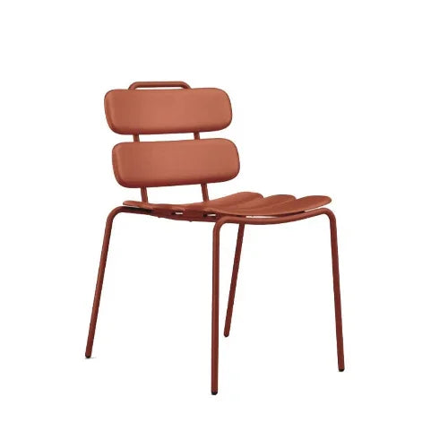 Limona stapelbare terrasstoel met metalen frame in roodbruin, design kantoormeubilair