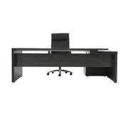 Modern zwart directiebureau met zwarte bureaustoel, kantoormeubilair design