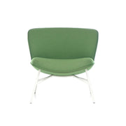 Loungefauteuil Llisa, met groene bekleding en wit metalen onderstel, kantoormeubilair