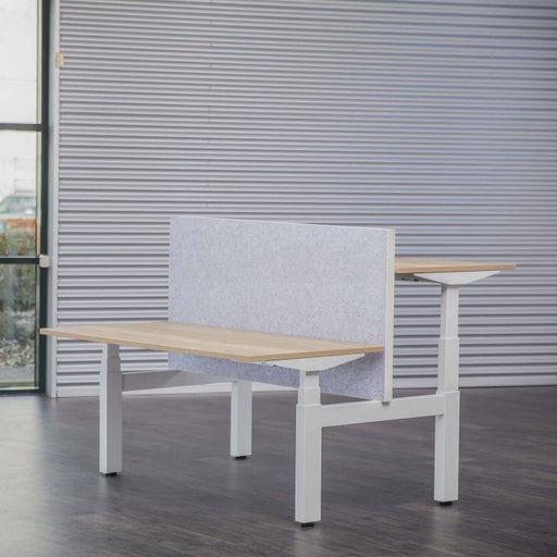 Akoestisch bureauscherm voor duo-bureau, zilvergrijs, AkoPanel