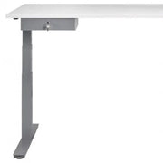 Wit bureau met grijze, afsluitbare lade, modern kantoormeubel voor werkplek of thuiskantoor