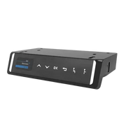 Zwart elektrisch bureaupaneel met display en knoppen voor zit-sta bureauregeling, kantoormeubels