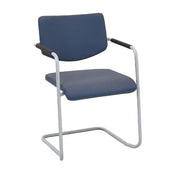 Design sledestoel met blauwe zitting en rugleuning, ideaal als vergaderstoel kantoor