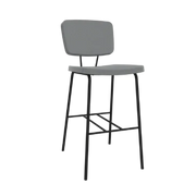 Moderne grijze barkruk met metalen frame, design kantoormeubilair voor kantoor of werkplek