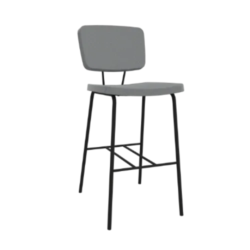 Moderne grijze barkruk met metalen frame, design kantoormeubilair voor kantoor of werkplek