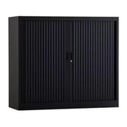 Zwarte roldeurkast 105 cm hoog, design kantoormeubilair, ideaal voor werkplekken