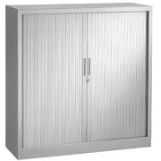 Witte roldeurkast 105 cm hoog, metalen kantoormeubel met slot, Kantoormeubels.online