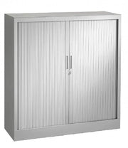 Metaalkleurige roldeurkast 135 cm hoog voor kantoor of thuiswerkplek, kantoormeubels