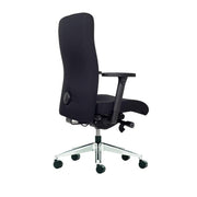 Zwarte ergonomische bureaustoel Rovo XP met armleuningen, wielen en chromen onderstel