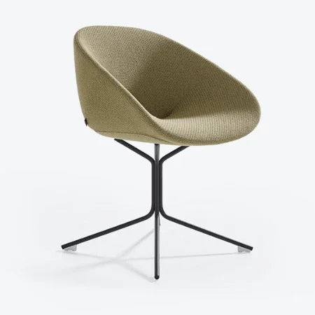 Artifort Beso bureaustoel met groene stoffen bekleding en zwart metalen onderstel, modern design kantoormeubilair.