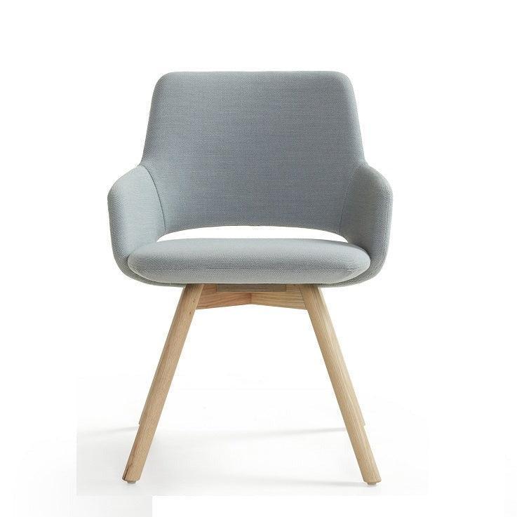 Artifort Jima design bureaustoel met grijze stof en houten poten op witte achtergrond