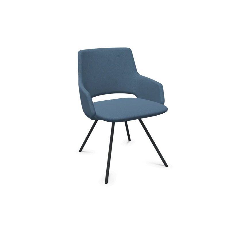 Artifort Jima design bureaustoel met blauwe stoffering en metalen poten, kantoormeubels online