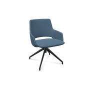 Blauwe design bureaustoel Artifort Jima met draaibare zwarte poot, moderne kantoormeubels