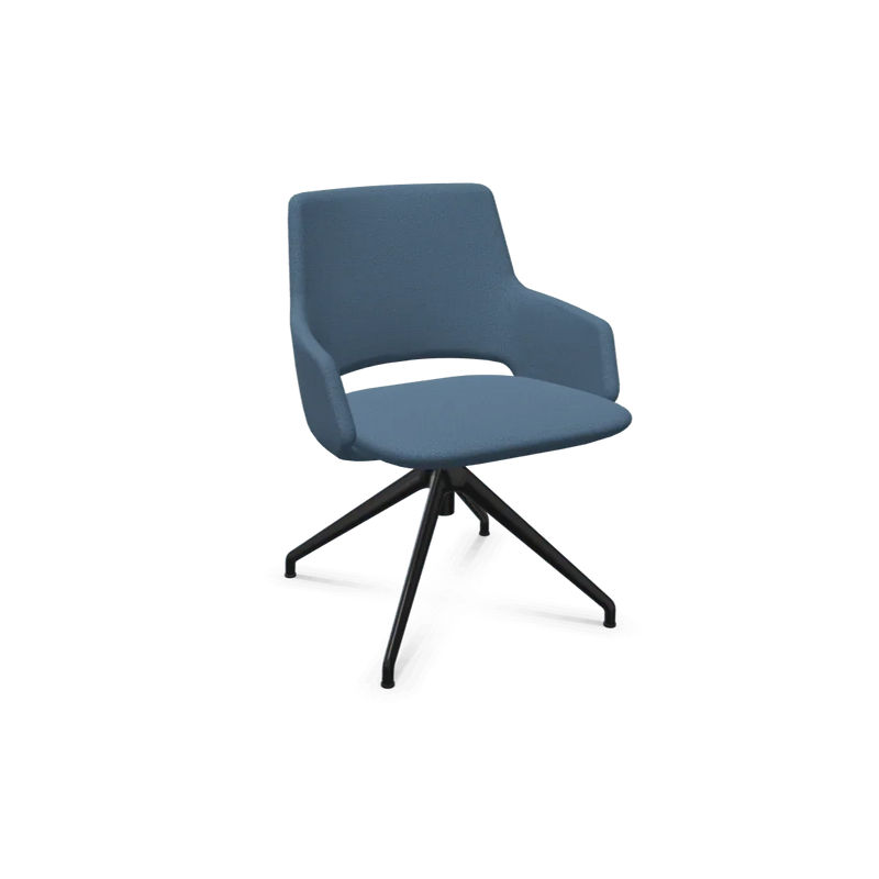 Blauwe design bureaustoel Artifort Jima met draaibare zwarte poot, moderne kantoormeubels