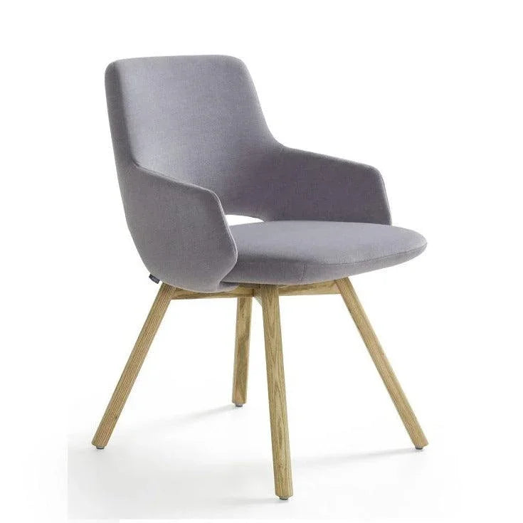 Design bureaustoel Artifort Jima met grijze zitting en houten poten, modern kantoormeubilair