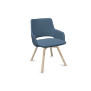 Blauwe design Artifort Jima stoel met houten poten, kantoormeubilair voor kantoor of thuis