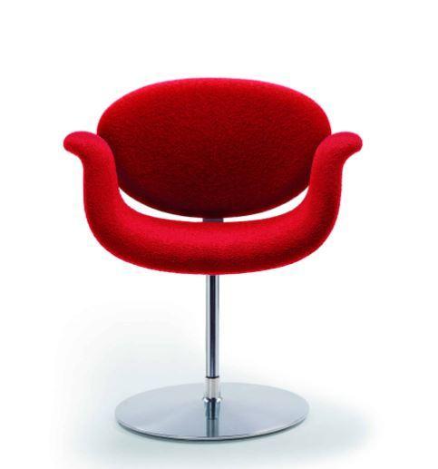 Rode design bureaustoel Artifort Little Tulip met draaivoet, modern kantoormeubilair