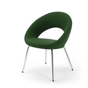 Groene design stoel Artifort Nina met chromen poten, moderne kantoormeubel sfeer