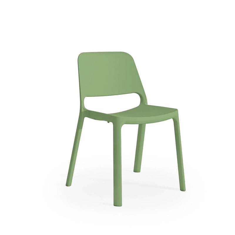 Groene kunststof bureaustoel met modern design, kantoormeubilair voor werkplek of thuis.