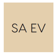 Logo met de tekst 'SAEV' op een beige achtergrond, kantoormeubels design branding.